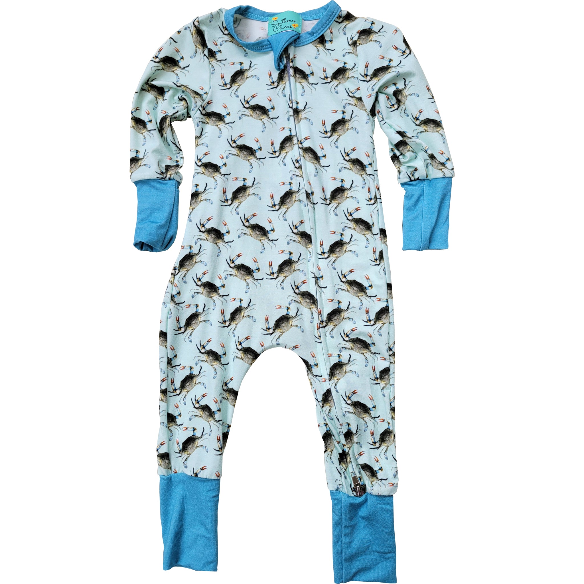 Blue Crab Baby Zipper Pajamas Bamboo | The Maryland Store