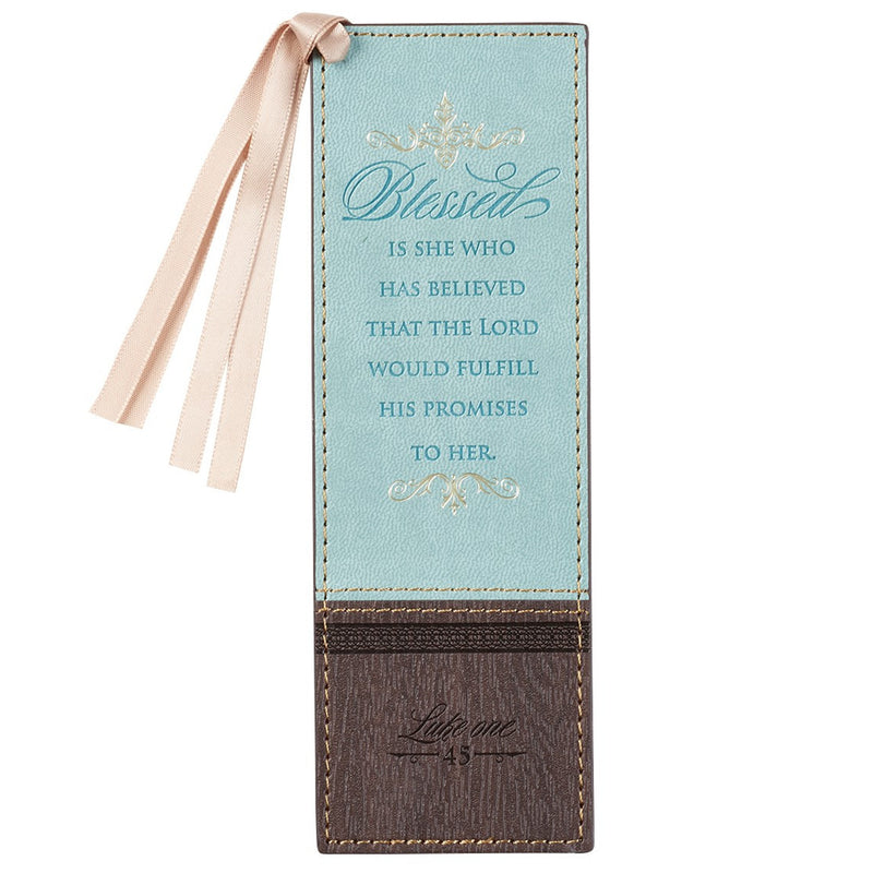 Blessed Is She Who Has Believed Faux Leather Bookmark