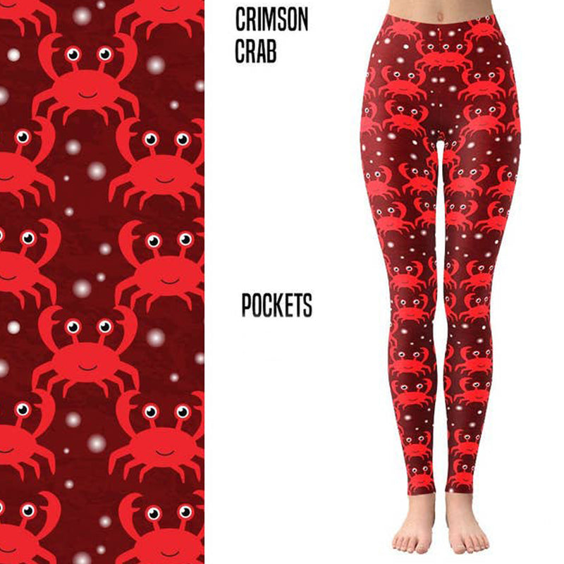 Crazy Crab Crimson Leggings with Pockets (details)