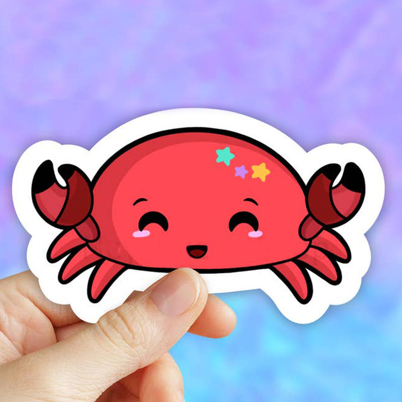 Cute Crab Kawaii Style Vinyl Sticker (scene)