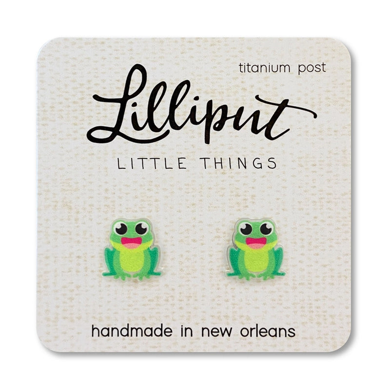 Green Frog Lilliput Post Earrings