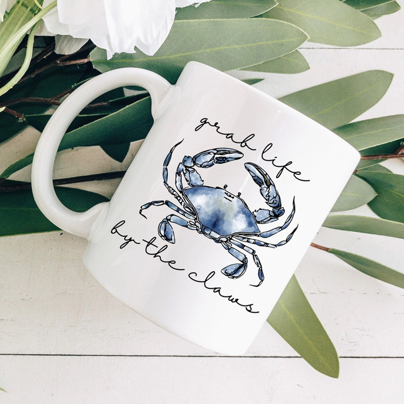 Grab Life By The Claws (with Blue Crab) Coffee Mug Scene