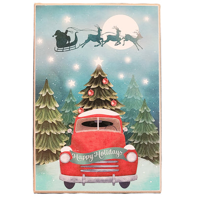 Print Block - Happy Holidays Truck & Santa's Sleigh