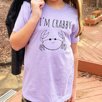 I'm Crabby Sketched Crab Youth T-Shirt - Lavender Model