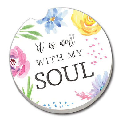 It Is Well With My Soul Absorbent Stone Car Coaster