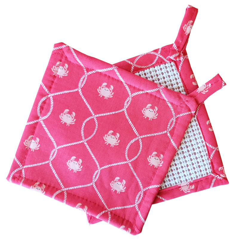 Jar Gripper - Pink Crabs and White Net on Red