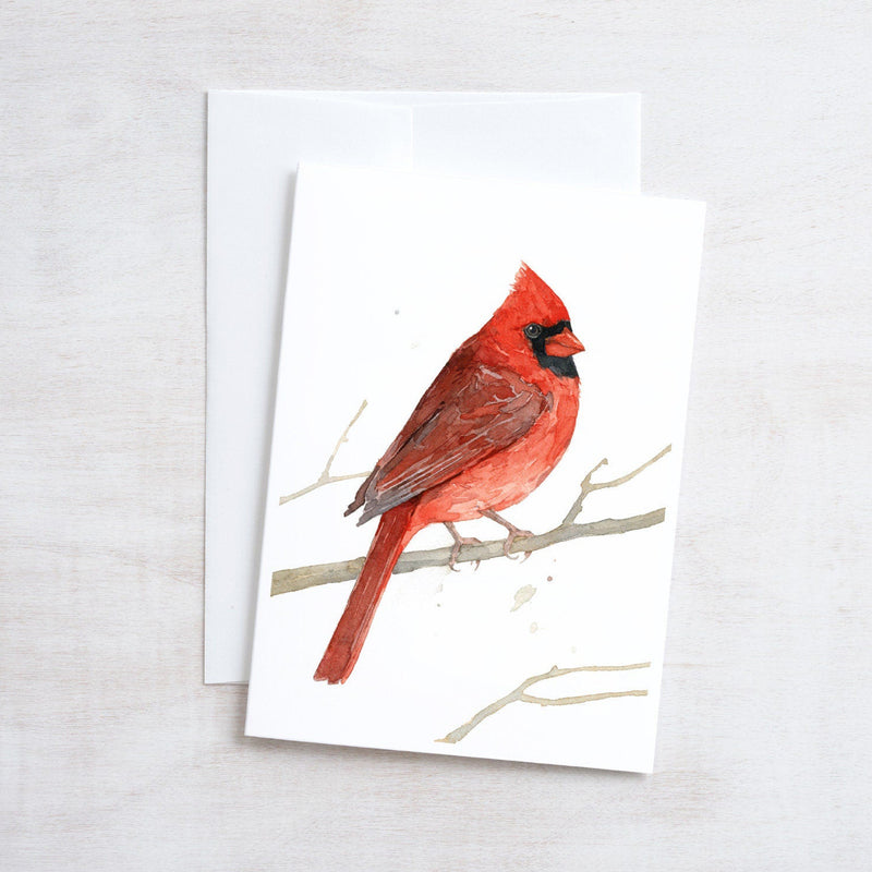 Male Cardinal Watercolor Art 5"x7" Notecard