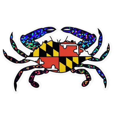 Maryland Flag Crab Glitter Claws Vinyl Sticker
