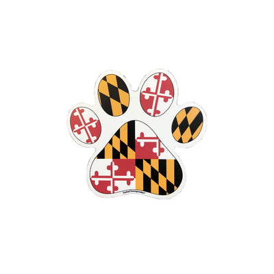 Maryland Flag Dog Paw Print Magnet - Small 2"