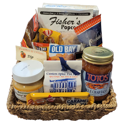 maryland snackin' gift basket in seagrass basket