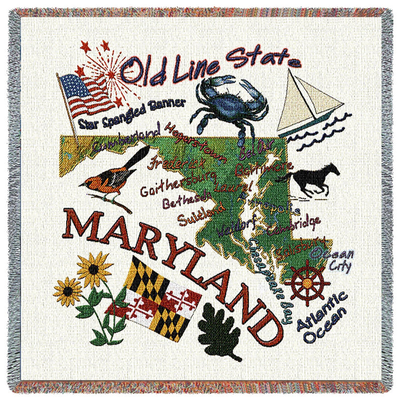 Maryland State Woven Lap Square Blanket (Afghan)