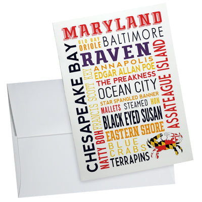 Maryland Words Collage Greeting Card with Envelope