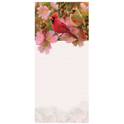 Magnetic Notepad - Cardinal Pair Pink Blossoms