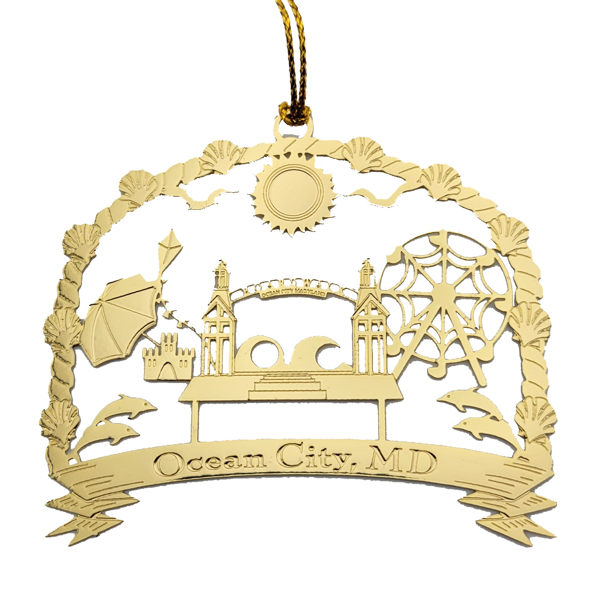 Ocean City Icons Brass Ornament – The Maryland Store
