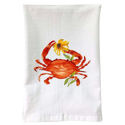 Steamed Crab Black Eyed Susan Kitchen Flour Sack Towel