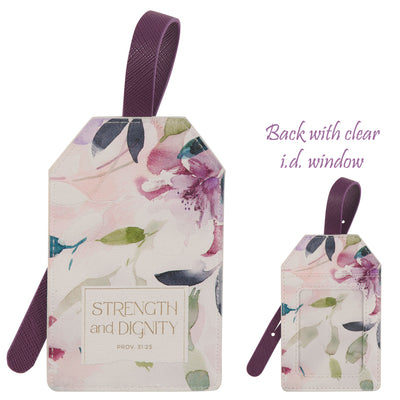 Inspirational Christian Luggage Tag - Strength and Dignity Prov. 31:25