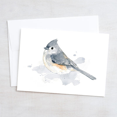 Tufted Titmouse Watercolor Art 5"x7" Notecard