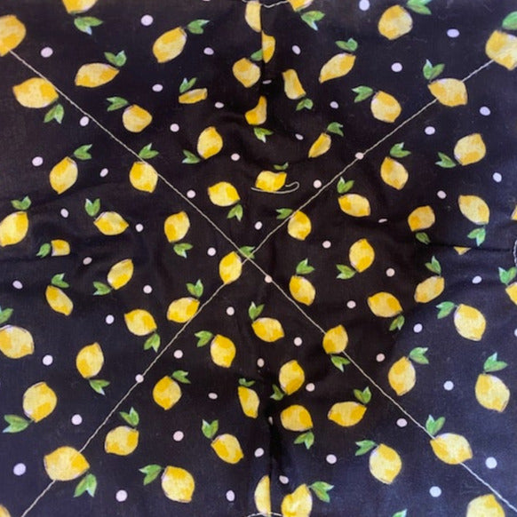 Lemons on Black Fabric Swatch
