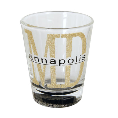 Annapolis MD Gold Glitter Shot Glass