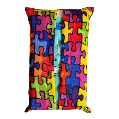 Autism Puzzle Fabric Tissue Pack Holder