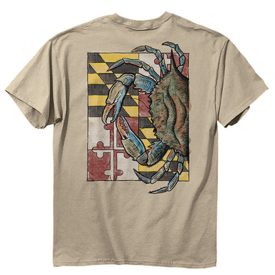 Maryland Flag Big Crab Sand/Tan T-Shirt Back