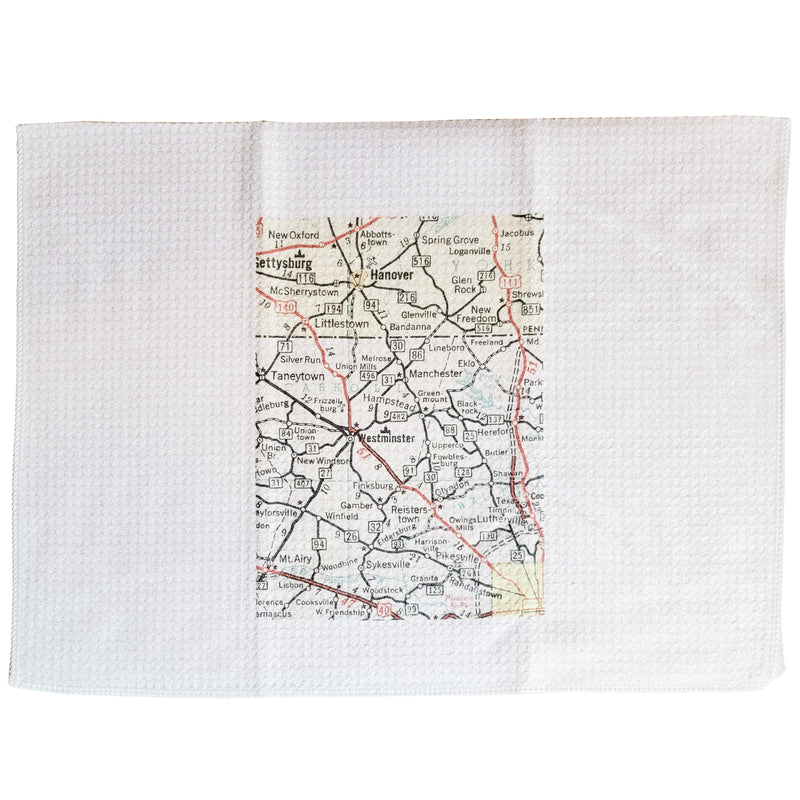 Carroll County Roads Map Kitchen Towel - Front Panel