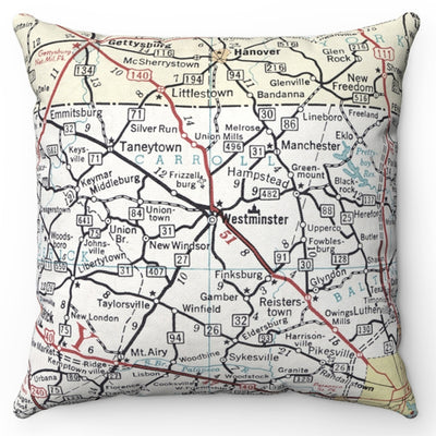 Carroll County Map Pillow (Westminster County Seat)