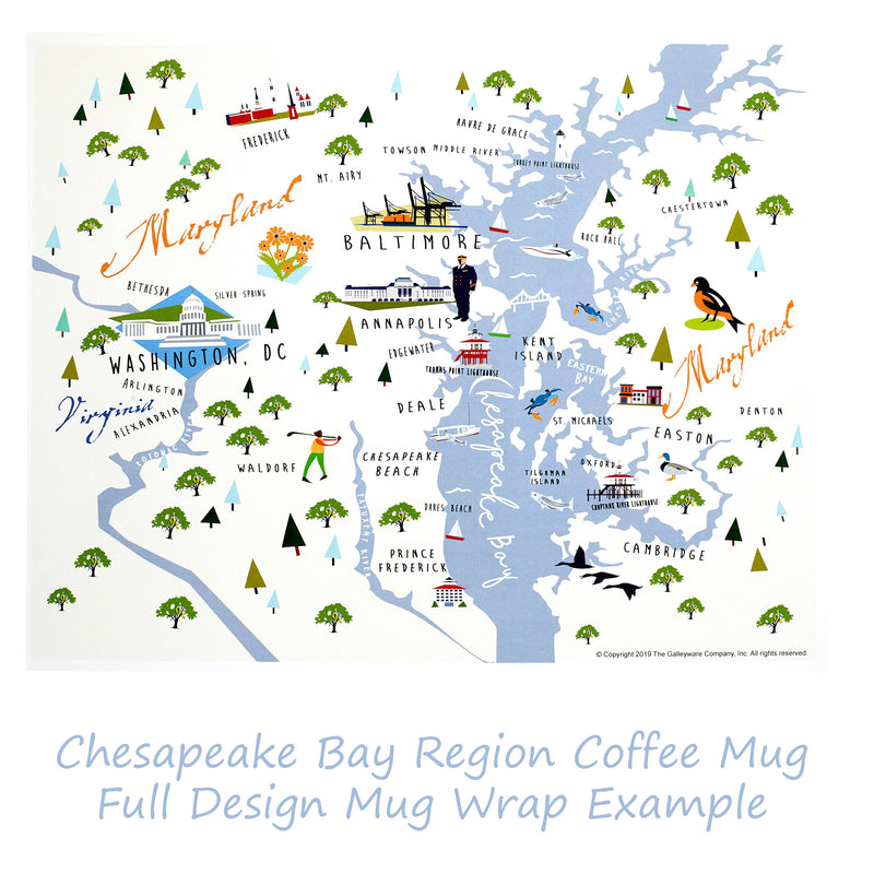 Chesapeake Bay Region Map Coffee Mug - Design Example