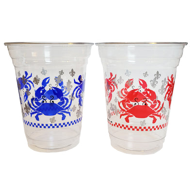 Red or Blue Crab Disposable Clear Plastic Cups