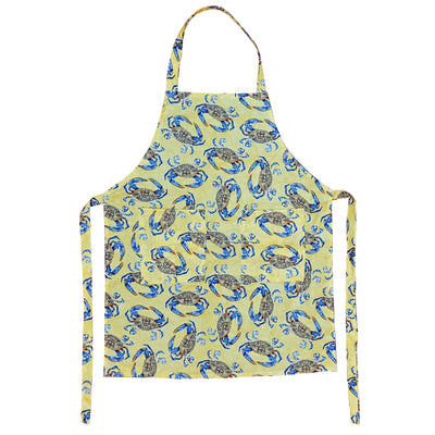 Natural Blue Crab Apron Full - Yellow Background