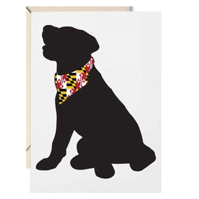 Dog with Maryland Flag Scarf Note Card