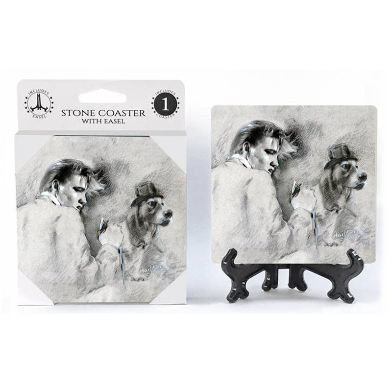 Elvis Presley w/Hound Dog Stone Coaster (each)