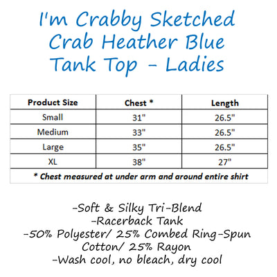 I'm Crabby Sketched Crab Heather Blue Tank Top - Ladies