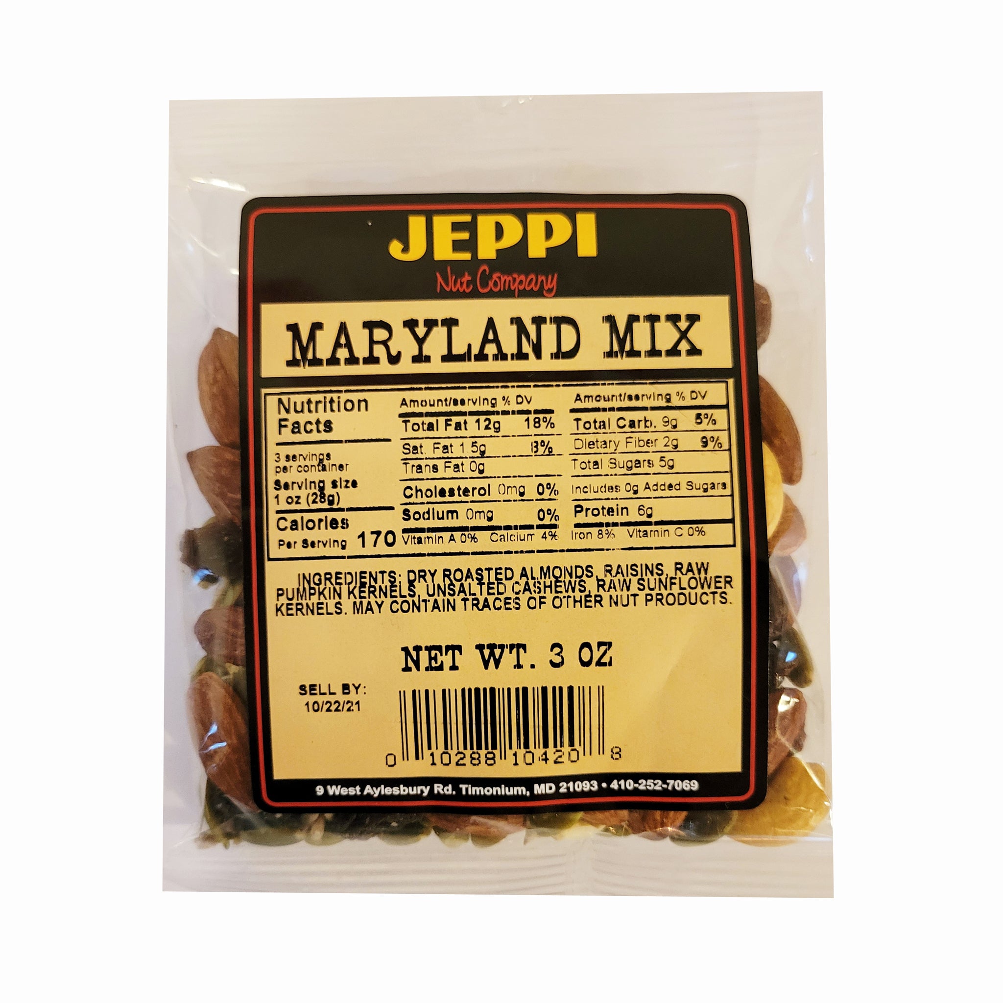 Jeppi Maryland Mix Nuts 3oz. The Maryland Store