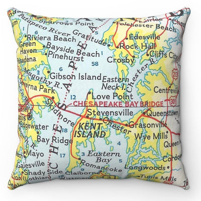 Kent Island / Chesapeake Bay Map Pillow