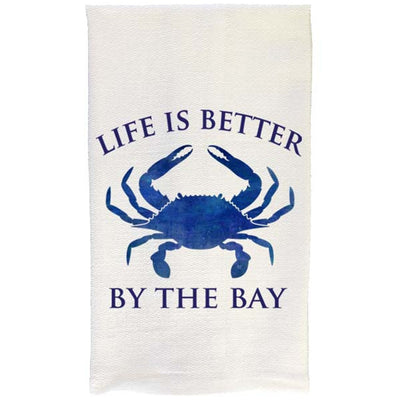 Life is Better by the Bay Blue Crab Kitchen Towel
