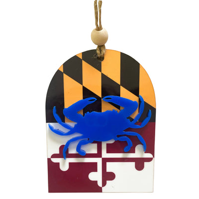 Maryland Flag and Acrylic Blue Crab Ornament