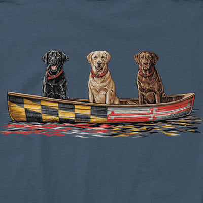 Maryland Flag Canoe Dogs T-Shirt Design Closeup