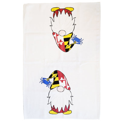 Maryland Flag Gnome Kitchen Towel Lay Flat