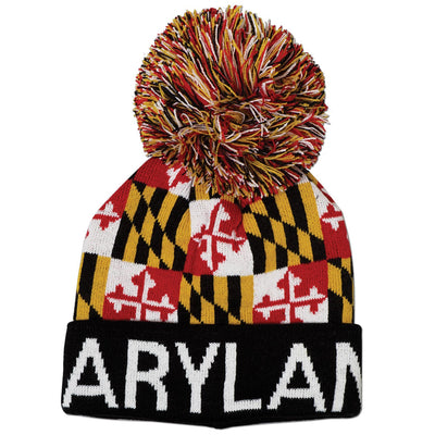 Maryland Flag Pom Pom Knit Hat