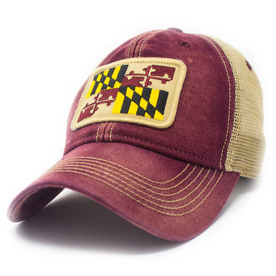Maryland Flag Patch Trucker Hat - Brick
