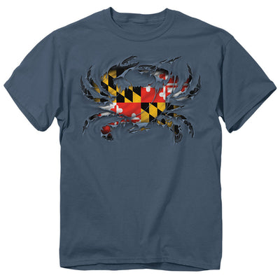 Maryland Flag Ripped Crab T-Shirt