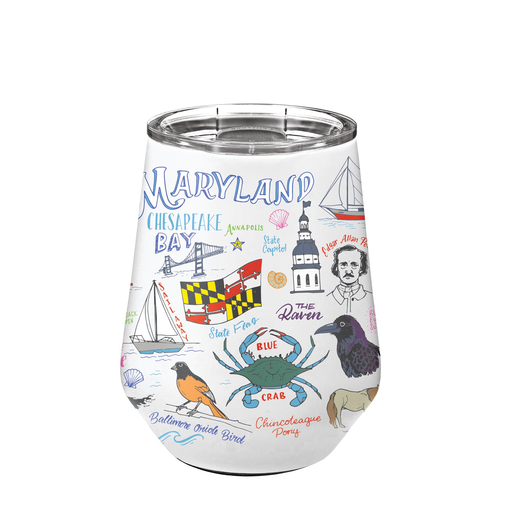 Maryland State Icons Stainless Steel Wine Tumbler – The Maryland Store