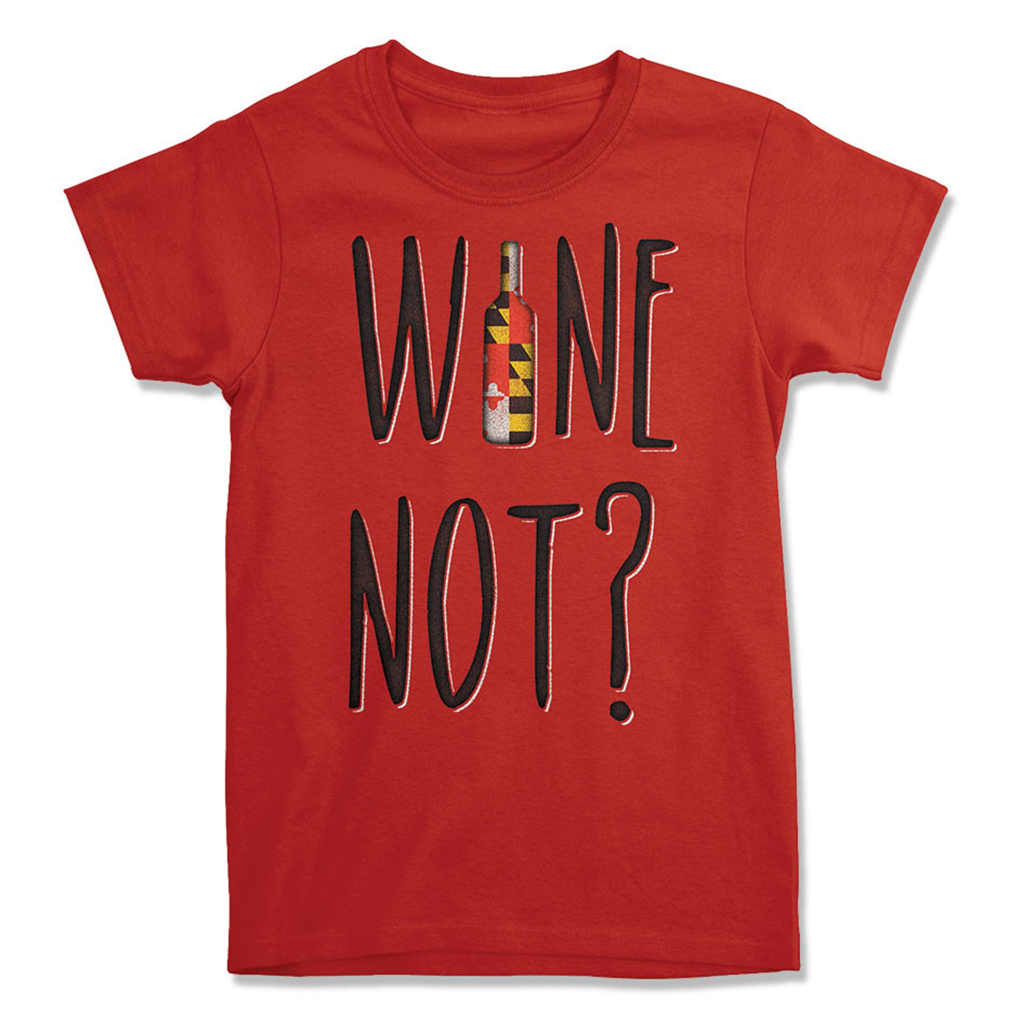 Wine Not? Maryland Flag Bottle Ladies T-Shirt 2XL