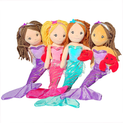 Mermaid Doll with Red Crab Friend Plush Toy - Assorted Colors