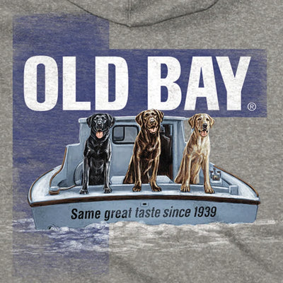 Old Bay Seasoning Lab Workboat Hoodie Sweatshirt Design Closeup