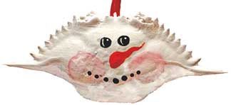 Snowman Crab Shell Ornament