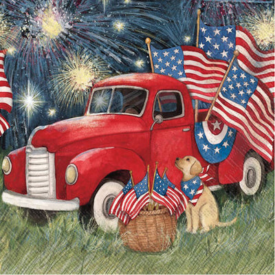 Old Glory Red Truck Americana Lunch Paper Napkins
