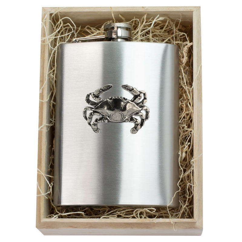 Pewter Natural Crab Flask Boxed