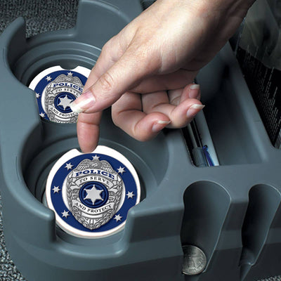 Police Badge Absorbent Stone Car Coaster Example